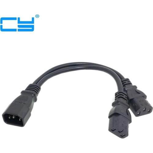 Power Y Type Splitter Adapter Cable Single IEC 320 C14 Male to Dual C13 Female Short Cord for Computer host display 35cm