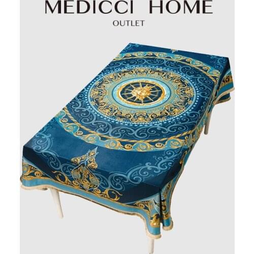 Medicci Home Medusa Tablecloth Authentic Luxury Retro European Style Fringed Table Cover Wedding Party Dining Banquet Decoration