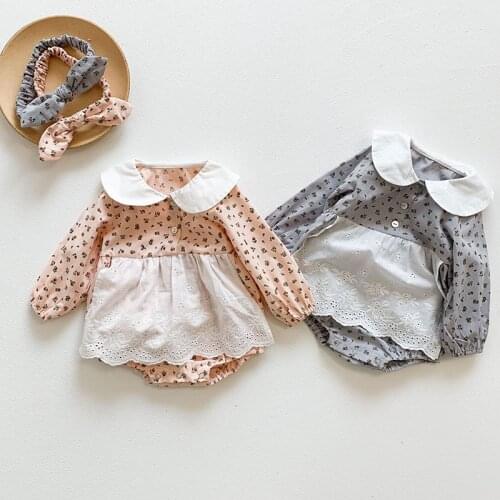 Korean Style Spring Autumn Baby Girls Clothes Newborn Baby Girls Jumpsuit Cotton Long Sleeve Floral Print Baby Girl Bodysuits