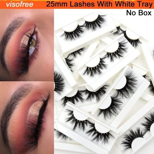 Visofree 25mm Mink Lashes 10/25/50/100 Pairs Lashes In Bulk Makeup Mink Eyelashes Dramatic 3D Mink Eyelashes Wholesale faux cils