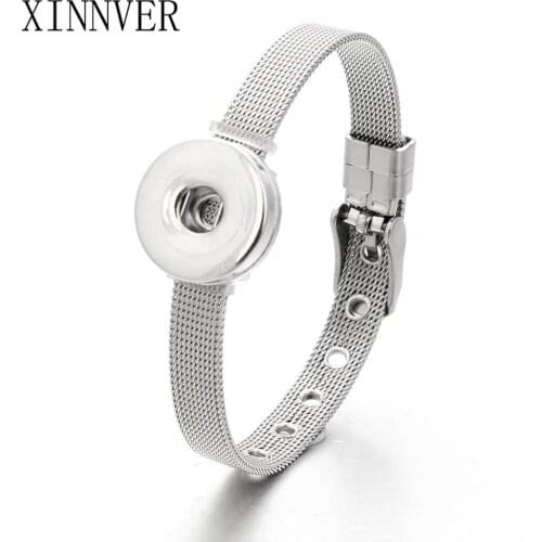 Xinnver Snap Button Jewelry Fit 18mm Snap Button Bracelet&Bangles Fashion Stainless Steel Charm Bracelet For Woman