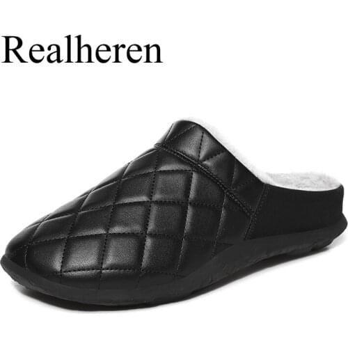 Winter Warm Men Home Slippers With Fur Plush Shoes Women Indoor House Room Chausson Homme Hiver Big Size 47 48