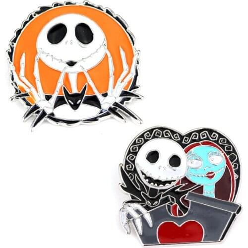 The Nightmare Before Christmas Badge Skull Metal Brooch Halloween Holiday Decoration Gift boys girls Costume Pins