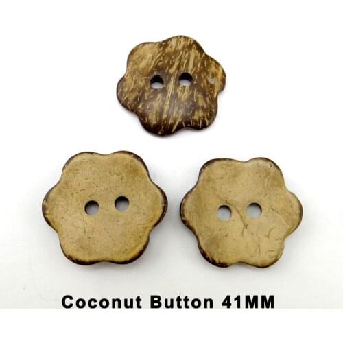 10PCS 41MM Flower Coconut Buttons Fits Clothes Sewing Button Round Jewelry Accessory Charms Sewing Boots Coat Accessory CCB-075