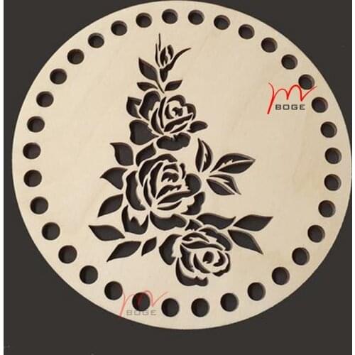 20 pieces rose Round Wooden shape with holes Wood base homemade Crochet basket Wooden bottom for knitting
