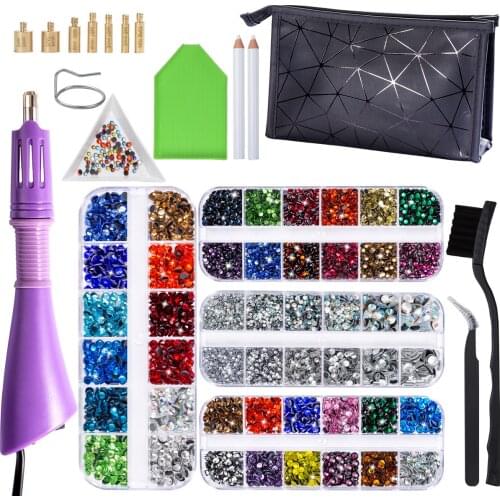 2000Pcs-9600Pcs Hot Fix Rhinestones Set/EU or US PLUG Hotfix Applicator Hot Fix Crystal Glass Rhinestone Iron-on Wand Strass