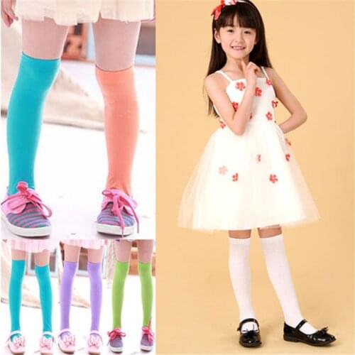 2018 Spring Candy Color Kids Pantyhose Tights for Girls Stocking Children Velvet Solid White Pantyhose Girls Tights