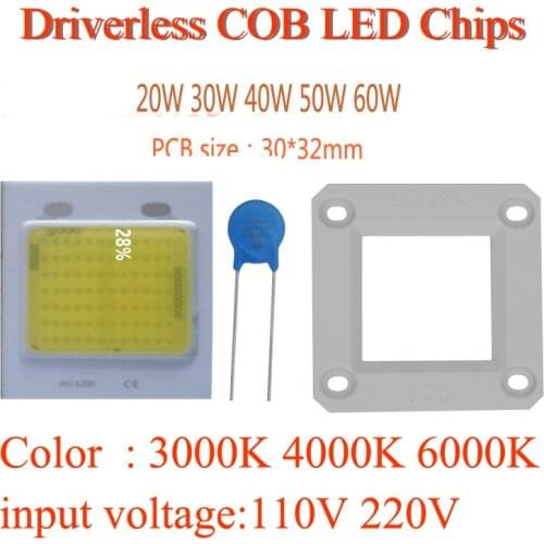 220V Driverless cob module chips 20W 30W 40w 50W 80W 100W 120W 150W 200W led PCB assemble floodlight source triac dimmable