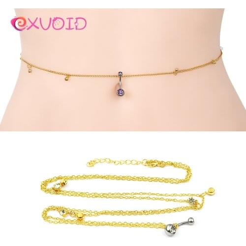 EXVOID Body Accessories Dangle Navel Belly Button Ring Piercing Waist Chain Women Rhinestone Pendant Sex Toys for Couples