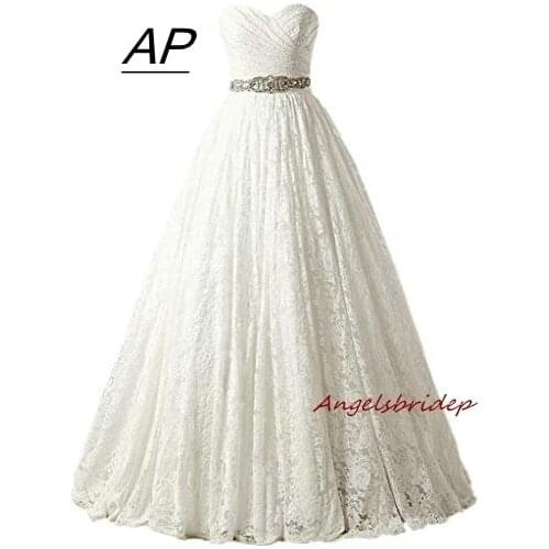 ANGELSBRIDEP Sash Sewn With Beaded Sweetheart Wedding Dresses 2021 Charming Lace Vestido De Noiva Formal Occasion Wedding Gowns