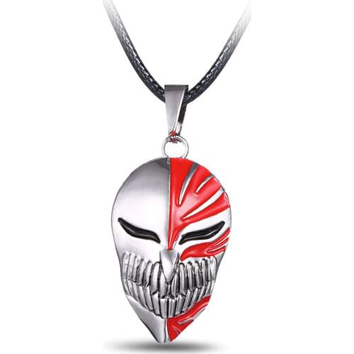 Anime Bleach Kurosaki Ichigo Mask Pendant Necklace for Men Women Fans Fashion Jewelry Collar Choker Halloween Cosplay Prop