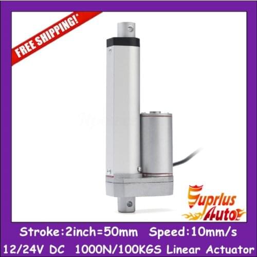 Free Shipping 12/24V DC 2inch (50mm) stroke electric linear actuator, 225LBS/1000N/100KGS Load SL14 Mini Linear Actuator
