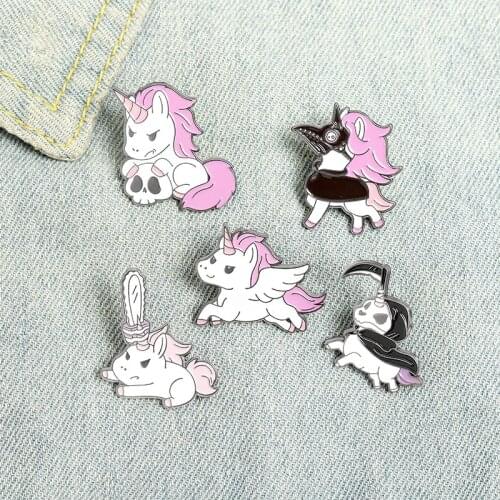 Letters Animals Enamel Pins Cute Lapel Badges For Clothes Unicorn Jewelry Collar Brooches Gifts Accessories For Friends