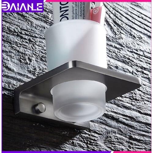 Toothbrush Holder Aluminum Glass Cup Tumbler Holder Bathroom Accessories Tooth brush Holder Set Wall Mounted Cup Rack