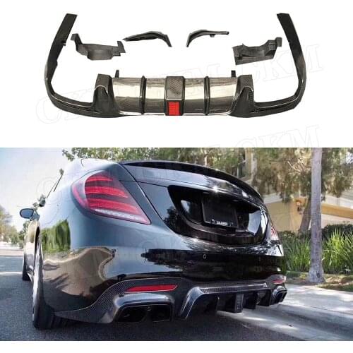 Carbon fiber Material Rear Bumper Diffuser With Tail Throat Part for Mercedes Benz S Class W222 S63 S65 AMG B style 2018 2019