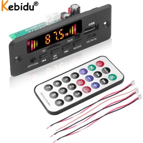 Handsfree Car MP3 Player MP3 Decoder Board Bluetooth V5.0 6W Amplifier Speaker Module Support USB FM AUX Radio Recorder