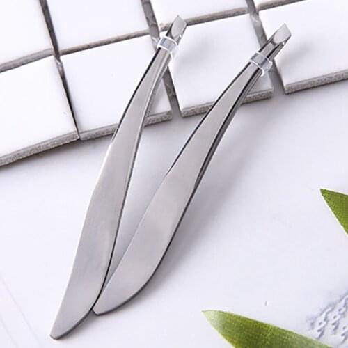 1Pc Stainless Steel Makeup Tools Eyebrow Tweezers Women Trimming Eyebrow Clips Hair Removal Pliers Oblique Mouth Brow Clamp