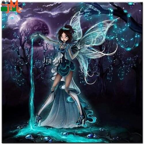 Moon Fairy Portrait 5d diy Diamond Painting Cartoon Fantasy Girl Home Decor Diamond Embroidery Mosaic Square Round Drill Picture