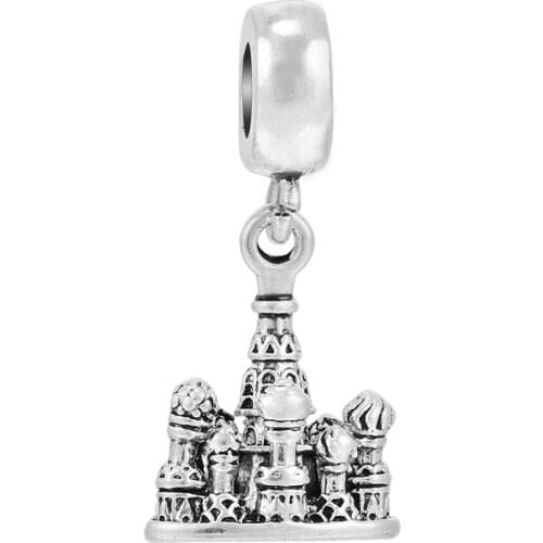 Pretty Castle Pendant Charm Beads Fit Bracelet Wholesale Alloy Big Hole Bead Diy