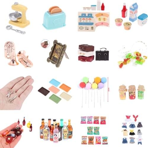 Doll House Vase Fruit Jar Rolling Pin Balloon Basket Wine Bottle Tea Set Bread Electric Oven Milk Scissors Photo Frame Luggage