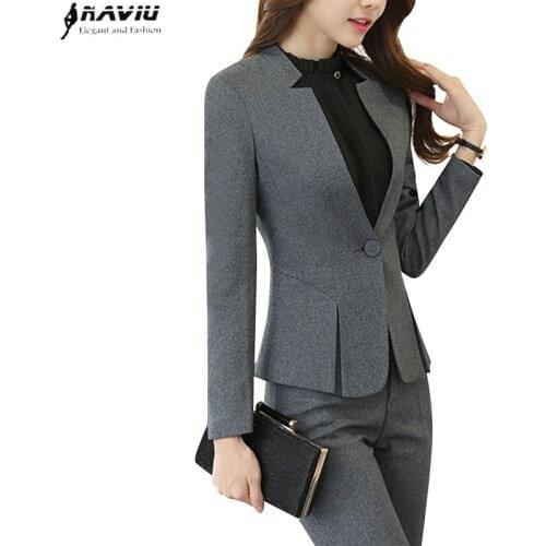 Fashion Business Interview Women Pants Suit Plus Size Work Wear Office Ladies Long Sleeve Slim Formal Blazer and Trousers Set