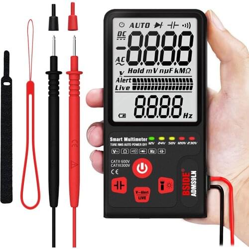 BSIDE 9999 Counts Smart Multimeter True RMS Digital Multimeter Measuring AC/DC Voltage Resistance Frequency with LCD Display