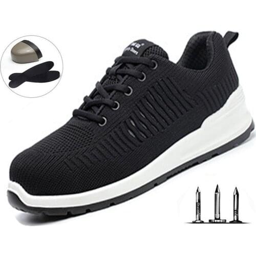 Mens Spring and Autumn Breathable Sneakers Smash-proof Puncture Protective Shoes Outdoor Training Shoes Mens Safety Shoes