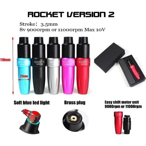 2018 Newest! Luckybuybox Tattoo Pen Rotary Cartridge LED Light Space Aluminum Permanent Makeup Eyebrow Tattoo machine Rocket II