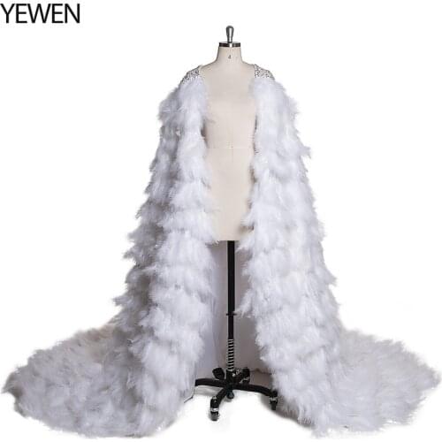New Arrival Bridal Maternity Cloak Feathers Long Women Maternity Dresses for Photography Maternity Gowns for Photoshooting