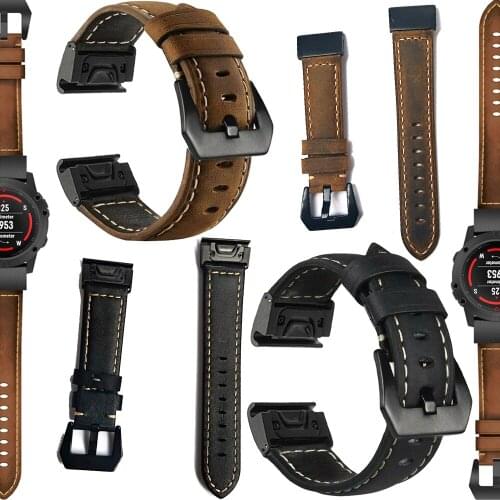 New Fenix 5/6 Wristband 20 22 26mm Quick Fit Genuine Leather Watch Band Strap For Garmin Fenix 6S/6X Pro/5X Plus/935/945/3 HR
