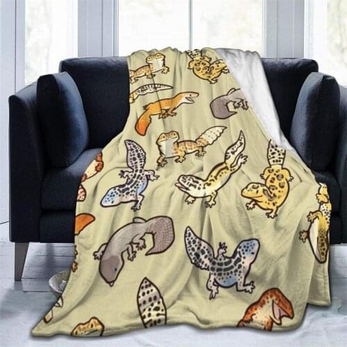 Cartoon Cute Leopard Gecko Cubre Camara Green Throw Blanket 3D Print On Demand Sherpa Super Comfortable For Sofa Thin Quilt