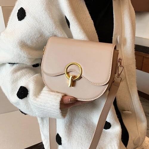 Solid color Saddle bag 2021 Fashion New High-quality PU Leather Womens Designer Handbag Vintage Shoulder Messenger Bag Purses