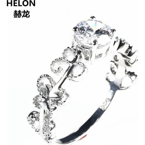 Solid 14k White Gold Women Engagement Wedding Anniversary Ring Natural Topaz Butterfly Filligree Millgrain Art Nouveau Classic