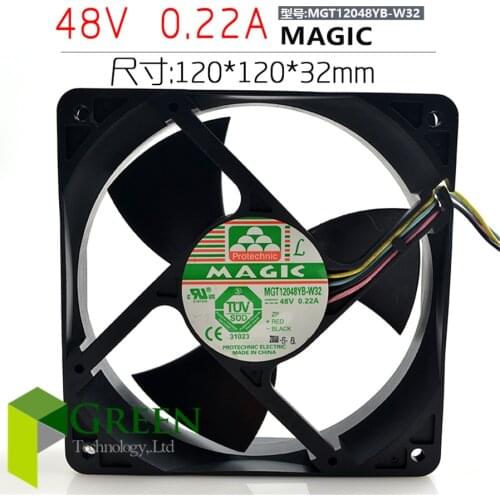 The Original MAGIC MGT12048YB-W32 12038 120MM 120*120*38mm 12*12*3.8cm Cooling fan 48V 0.22A with 4pin