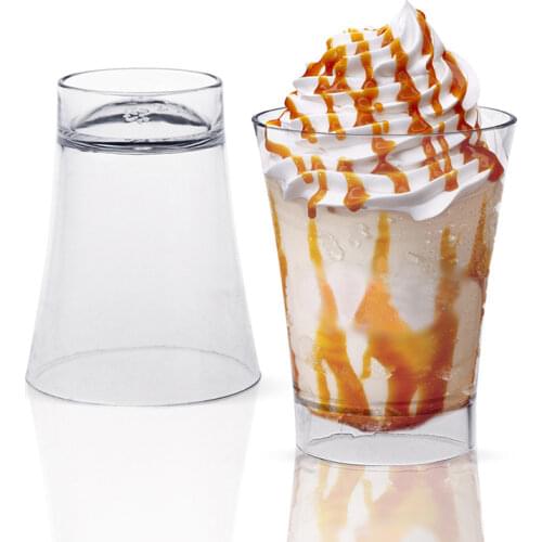 20PCS Plastic Dessert Cups 140ml Mousse Pudding Cups Transparent Ice Cream Tiramisu Food Container Birthday Wedding Party Tool