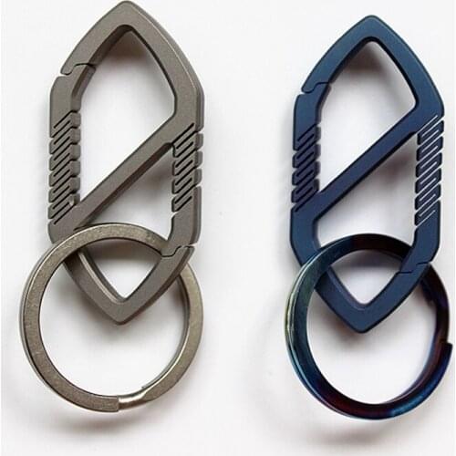 Titanium Alloy Hanging Flashlight Buckles Titanium Car Key Chain EDC Buckle Outdoor Tools Double-buckle