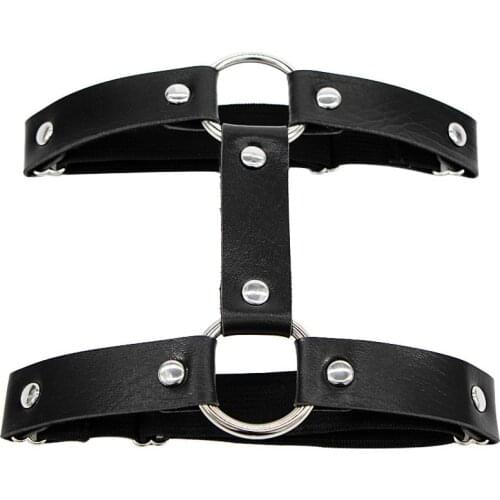 Sexy Women Elastic Leather Leg Ring Garter Belt Punk Thigh Ring Gothic Harajuku Bondage Bow Knot Harness Suspender Strap Garters