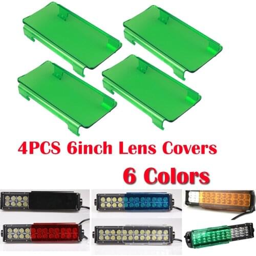 4pcs 6" Inch Led Light Bar Dust Proof Lens Covers Amber/Red/Black/Blue/Red/Clear/Yellow For 7/12/18/24/30/36/42/48/50/52 inch