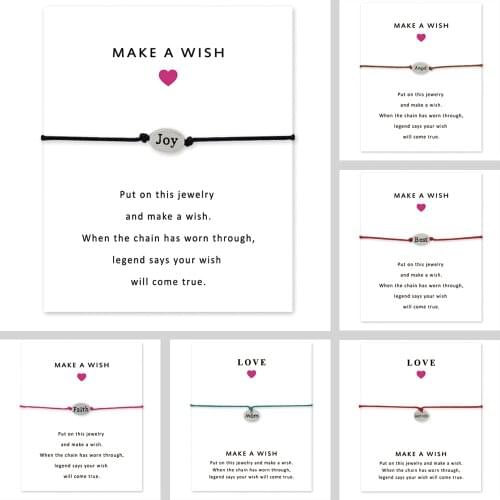 Joy Angel Best Mom Mother Faith Wish Card Bracelets Love Family Hope Peace Big Little Middle Sister Charm Jewelry Women Men Gift