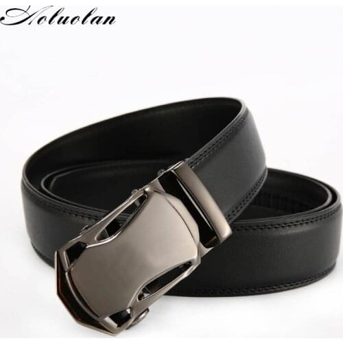 Aoluolan luxury leather belt, sports car-shaped automatic buckle mens belt, mens casual business fashion leather belt