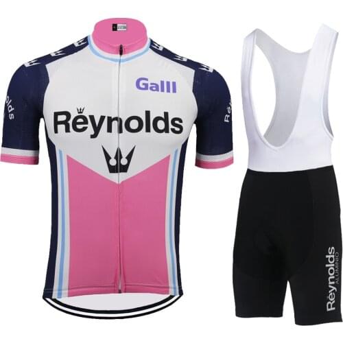 Retro Reynolds Mens Cycling Jersey PINK/BLUE Bicycle Clothes Set Mountain Bike Ciclismo Balck Bib Shorts Outdoor Sports MTB Wear