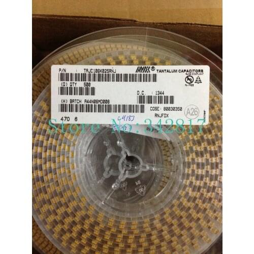 TAJC106K025RNJ CAP TANT 10UF 25V 10% 2312 Tantalum Capacitors Size C 100pcs