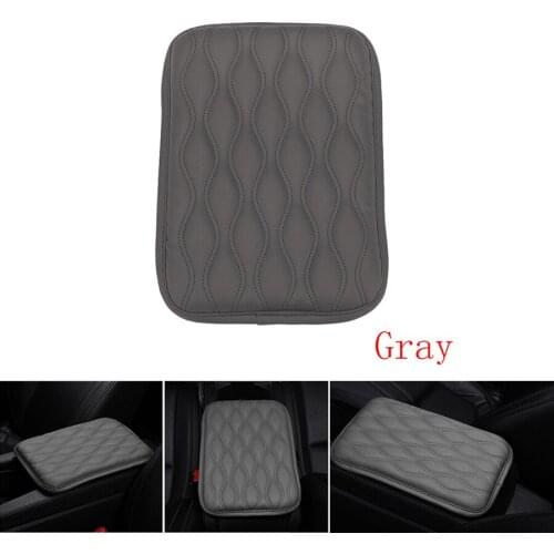 Universal Grey Car Leather Armrest Pad Cover Center Console Box Leather Cushion Armrests Pads