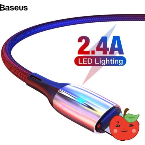 Baseus Lighting USB Cable For iPhone Xs Max Xr X 8 7 6 5s 5 2.4A Fast Charging Data Wire Cord Cable For iPhone 11 Pro Max iPad