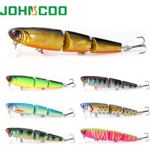 JOHNCOO Topwater Wobbler Bait and Swimming Bait Fishing Lure 98mm/11.5g 3 Segment Minnow Lure for Bass Pike