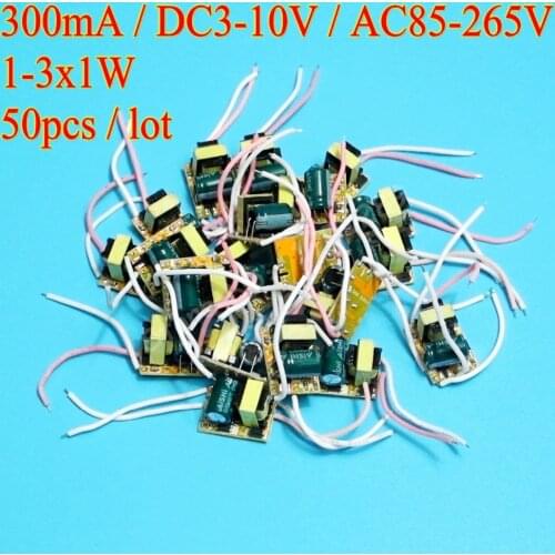 Factory Price 50pcs 300mA 1-3x1W 3x1W isolated Led Driver 1W 2W 3W Power Supply AC 85V-265V 110V 220V DC 3V - 10V
