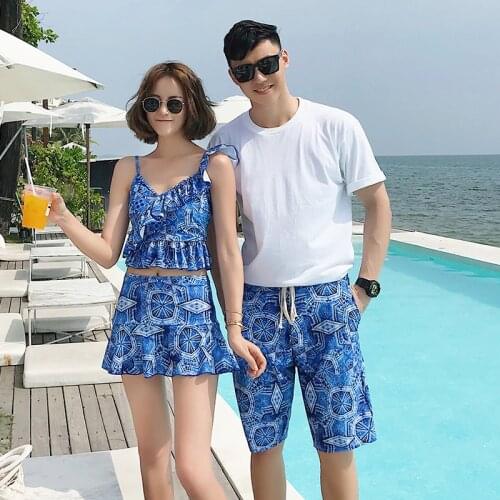 Women Mens lover Couple Swimsuit Bikini Men Board Shorts Swimming Trunks Boxer Beach Couples swimwear Surfing Boardshort