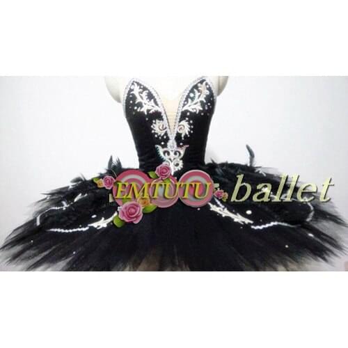 Feather Black Swan Lake tutu costume Black Silver Professional Ballet Costume Classical Ballet Tutus Women ballerina tutu dress