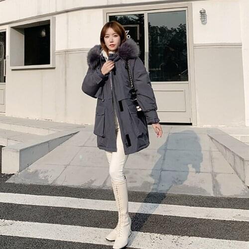 Winter Hot Sales Cotton Long Sleeve Women Down Jacket Hooded Big Yards Loose Pure Color Commuting Down Jacket