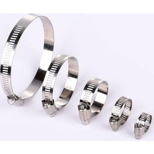 10Pcs Adjustable Screw Worm Gear Drive Fixed Wire Hose Clamp 201 Stainless Steel Hose Hoop Pipe Clamp Band Clip 8-197mm